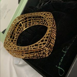 Gold caged bangle